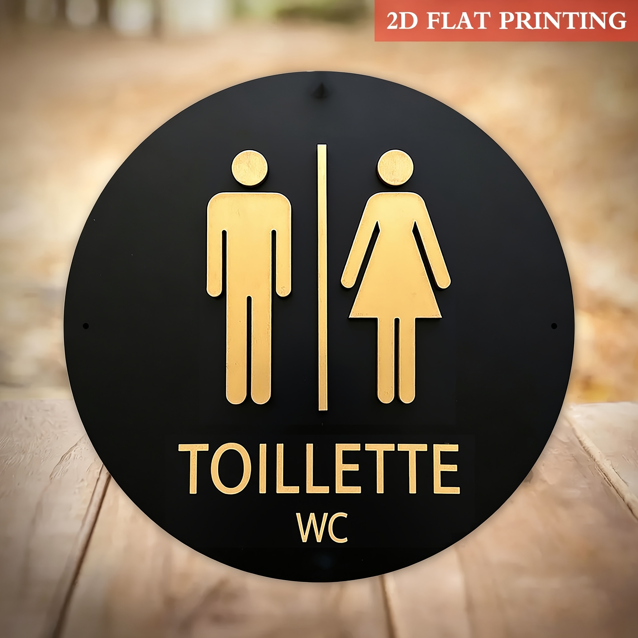 TEMU 2d Flat, 1pc Heavy-duty Vintage Metal Restroom Sign - 20cm/8