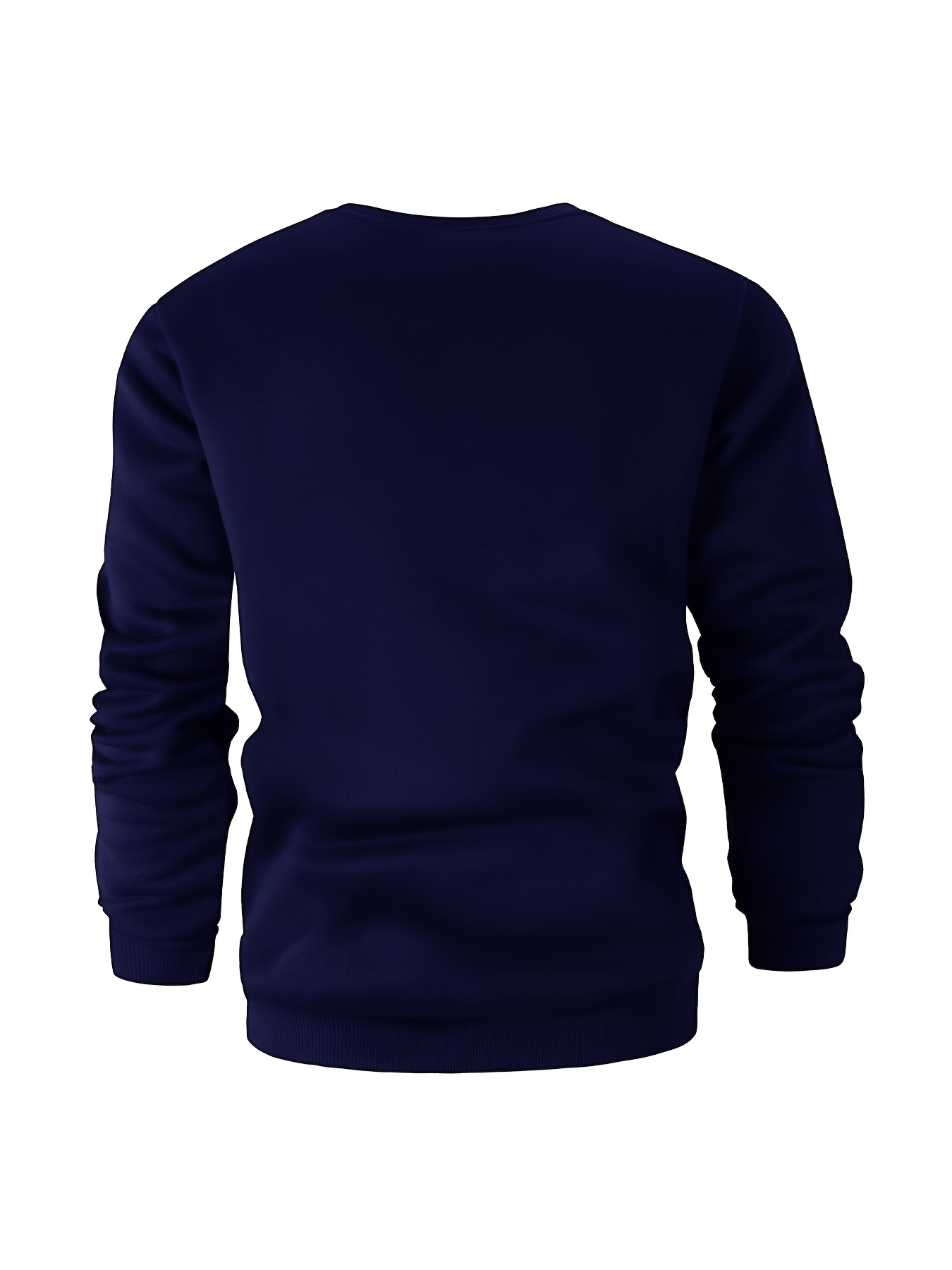 mens fleece lined crewneck sweatshirt solid color casual Temu