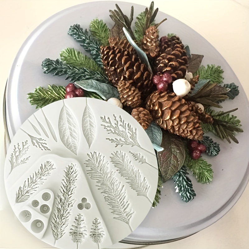 

Christmas & Thanksgiving Silicone Baking Mold - Leaf, Pine Cone & Tree Designs For Fondant, Resin Crafts, And Cupcake Decorations - Bpa-free Kitchen Tool, Silicone Bakeware