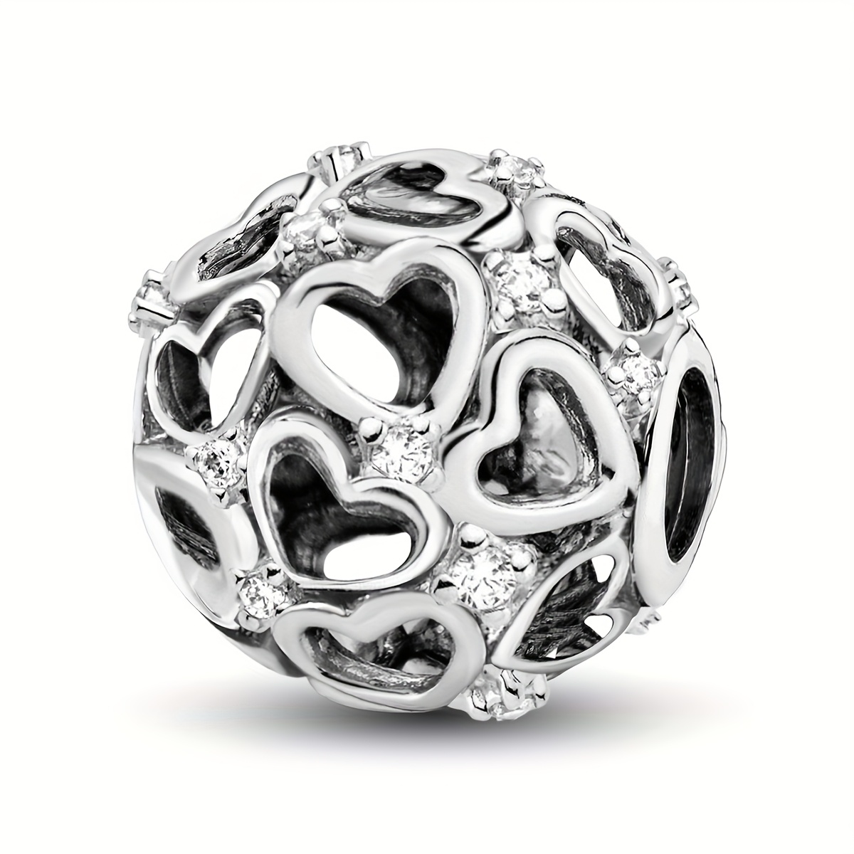 Image of 1pc Love Charm Beads, 925 Silver Plated Beads Suitable For Original Bracelet Or Bracelet Necklace, Jewelry Making Birthday Gift Valentine's Day Gift Mother's Day Gift For Women