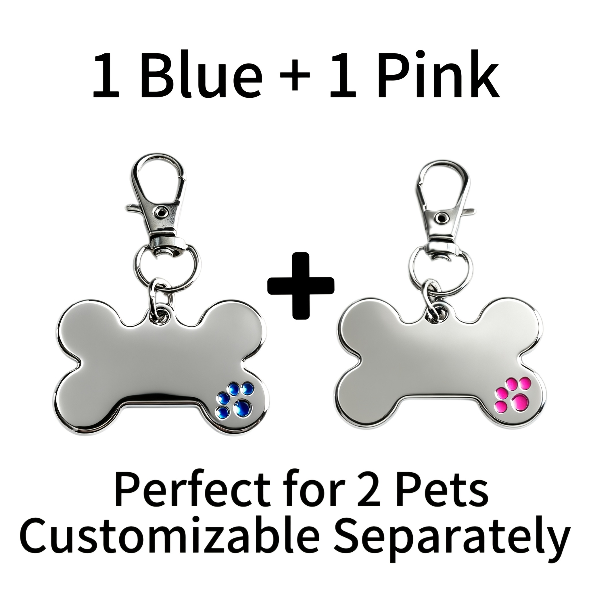 TEMU 1/2pcs Personalized Engraved Dog Id Tags, Custom Double-sided Bone Shape Tags With Phone Number, Anti-lost Metal Collar Pendants For Dogs Cats