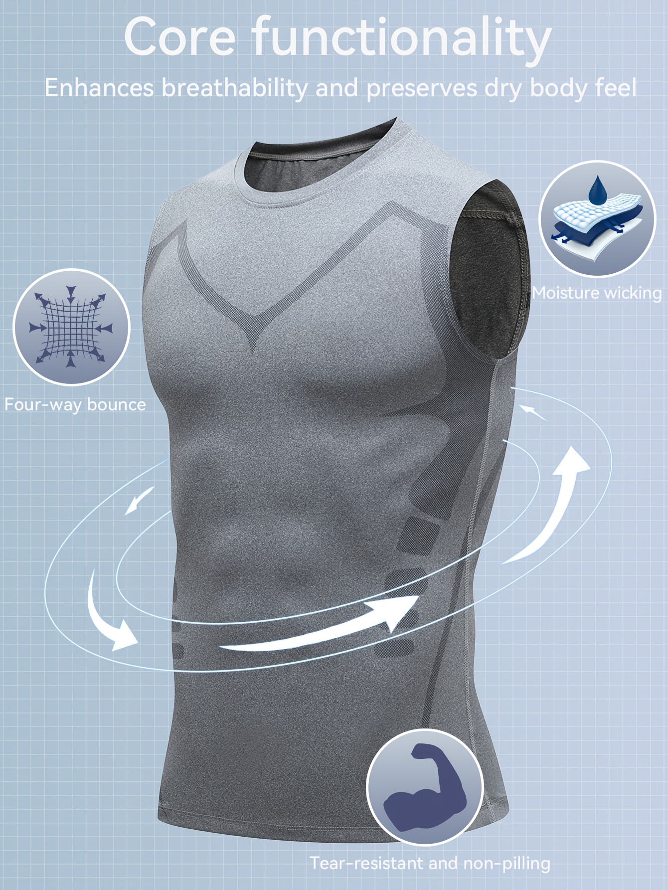 1pc mens athletic compression vest mens basketball compression shirt   training vest quick dry stretchy wide shoulder breathable base layer vest