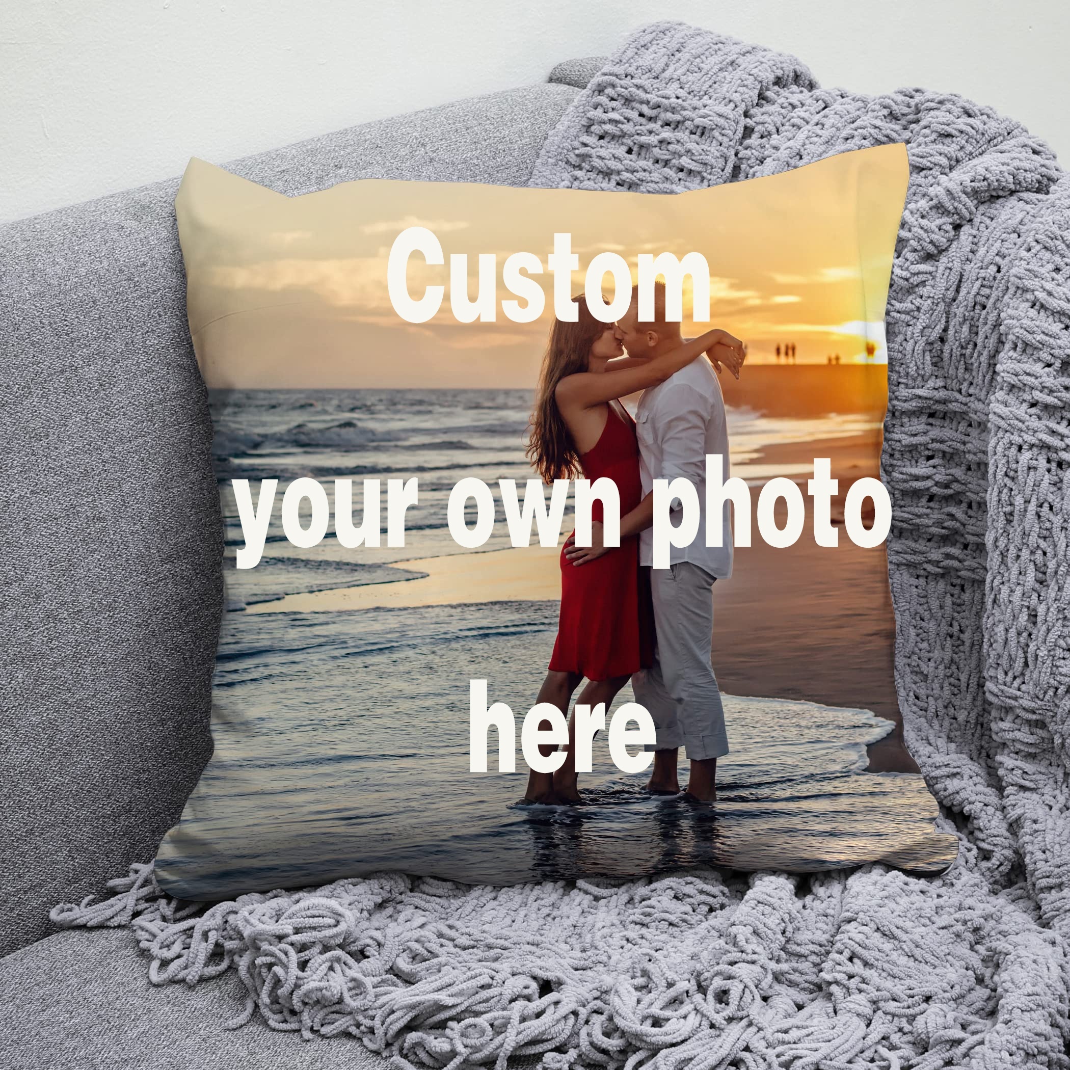 

(customized Photo) 1 Personalized Pillowcase, Customized Photo Pillowcase, Valentine's Day Birthday Gift, Single-sided Cushion Cover, Used For House Decoration, (excluding Pillow Core) 18x18 Inches