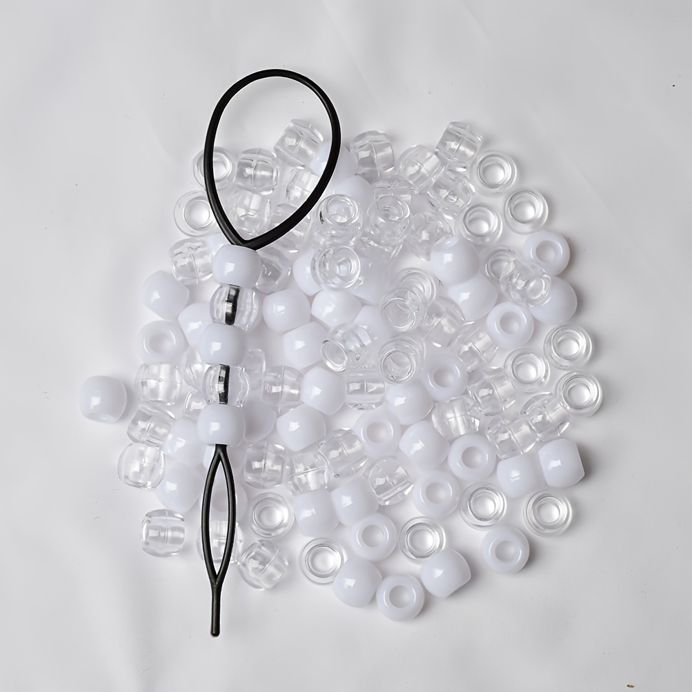 Image of 100pcs/set Mixed Color Hair Beads Pony Beads For Hair Braids 10 X 12mm Plastic Beads With Large Hole For African Hair Bead Additions, Hair Styling Tools Beads And Bead Assortments