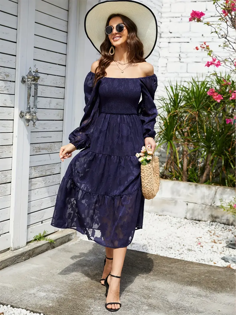 women long sleeve smocked floral flowy dress square neck a - Temu women long sleeve smocked floral flowy dress square neck a - Temu