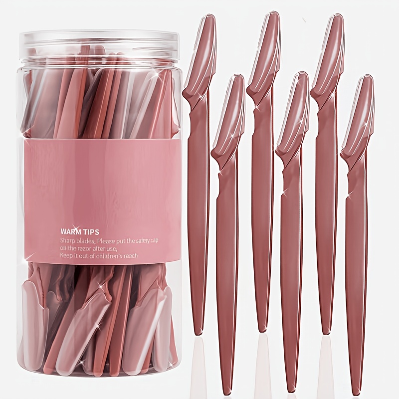TEMU 24pcs Stainless Steel Eyebrow Razor With Protective Case, Precision Dermaplaning Tool For Facial Hair Removal, Women's Eyebrow Shaper And Trimmer For , Unisex Precision Grooming Kit