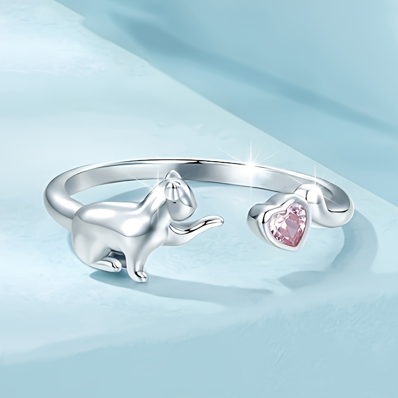 1pc Ring Kitten Adjustable Animal Ring Jewelry Gift Box Packaging Best Friend Gift Party Gift Suitable For Daily Mother's Day Party Banquet Wear
