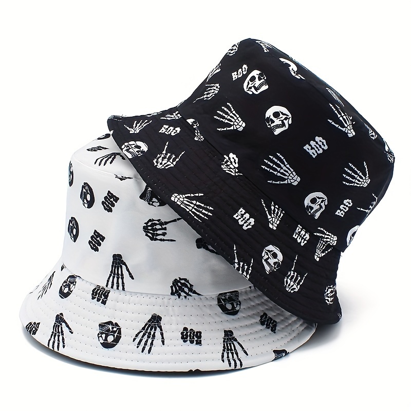 Reversible Cotton Fisherman Hat - Stylish White Animal Bucket Sun Hat for  Women and Men, Perfect for Summer Beach
