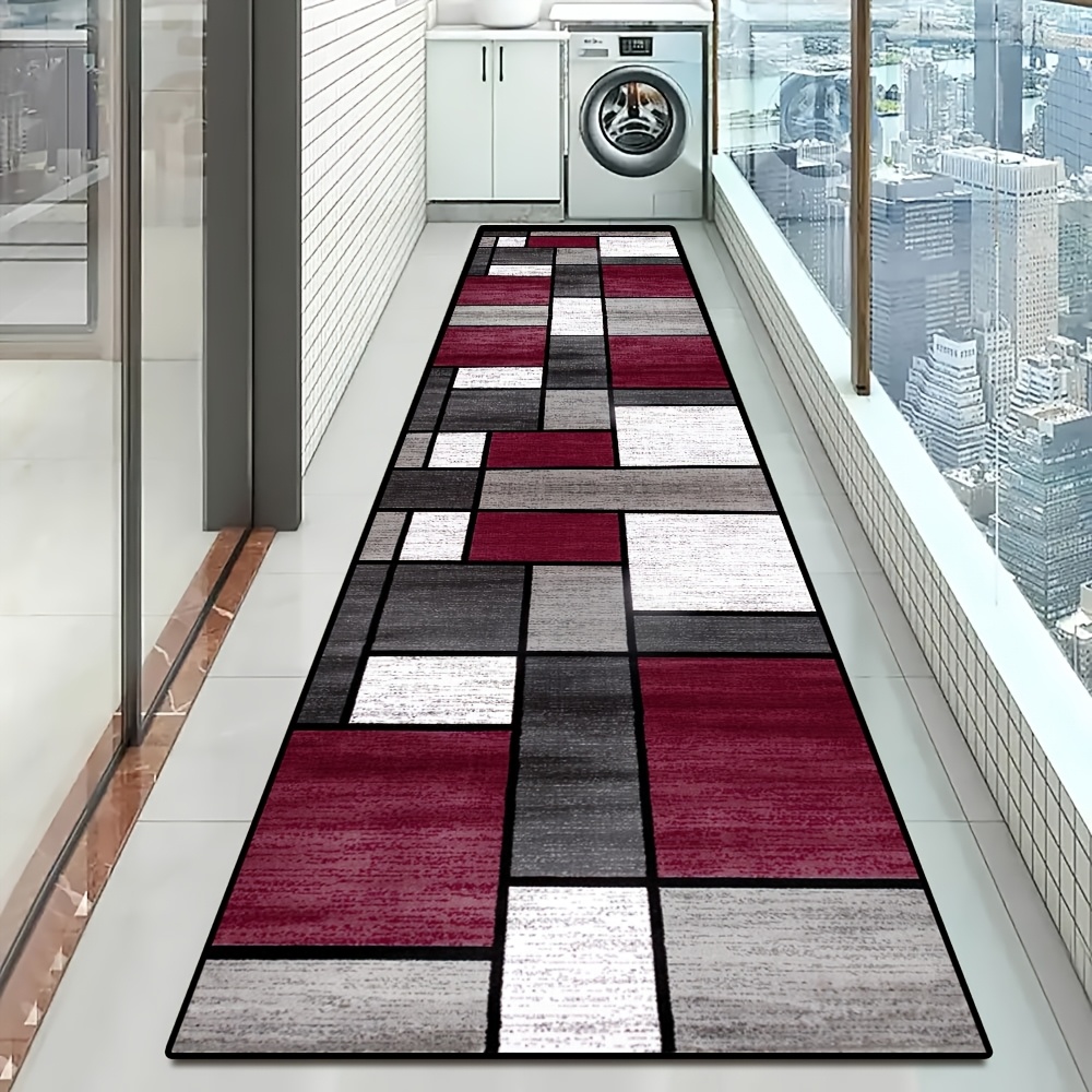 + 850g Per + Thickness 6mm, 1pc Modern Geometric Pattern Area Mat, Machine Washable Bedroom Decorative Mat, Non-slip Kitchen Mat, High-quality Outdoor Patio Runner, Durable Hallway Mat