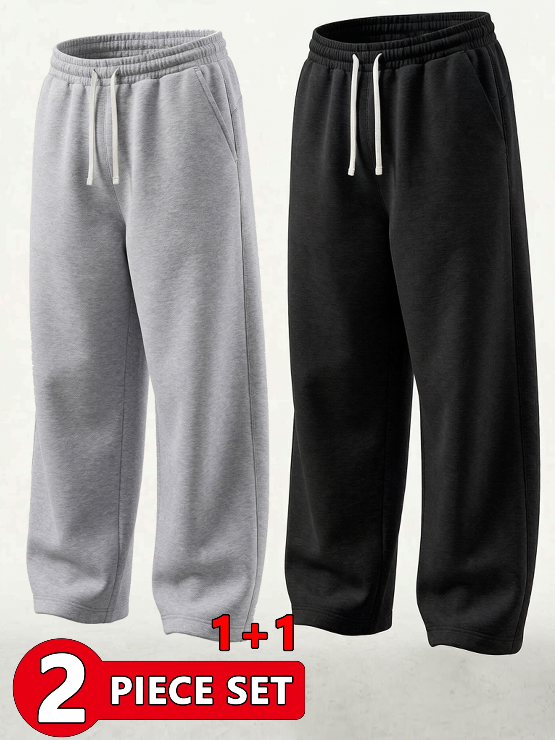 2pcs mens outdoor home athletic pants elastic waist drawstring comfortable long trousers athletic fitness pants   streetwear and casual wear