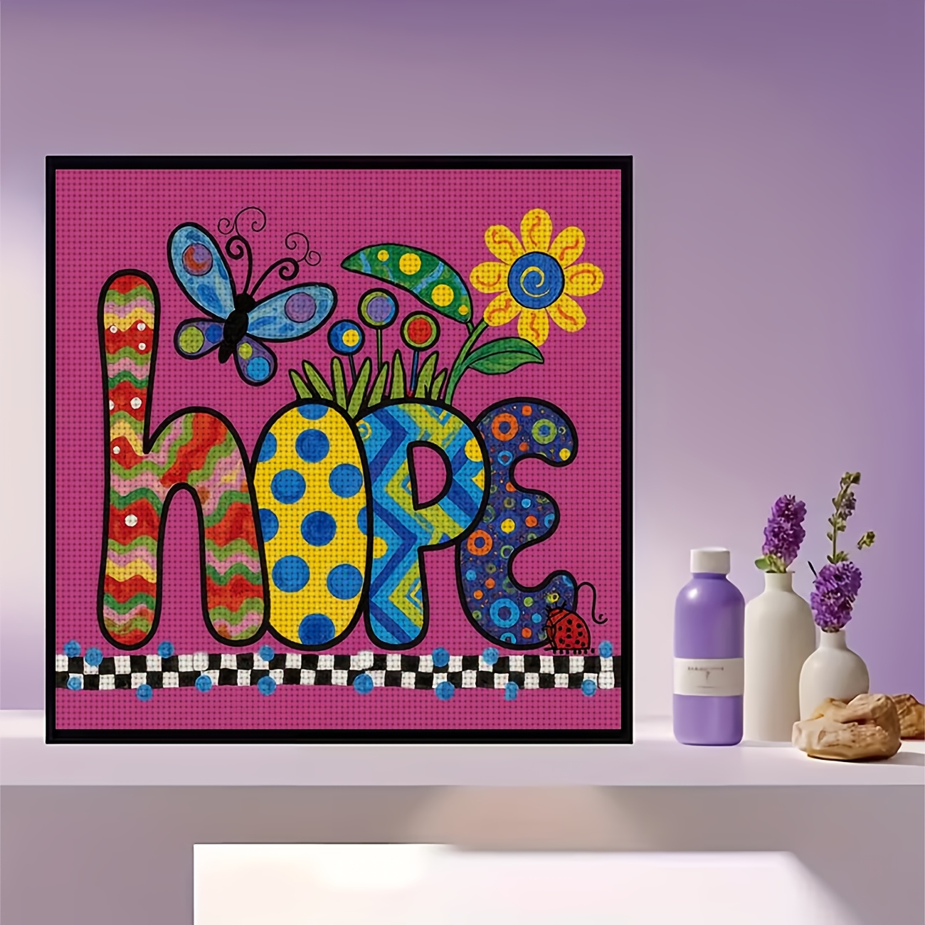 Cross-Stitch Print Kit, Colorful "Hope" Art Letters