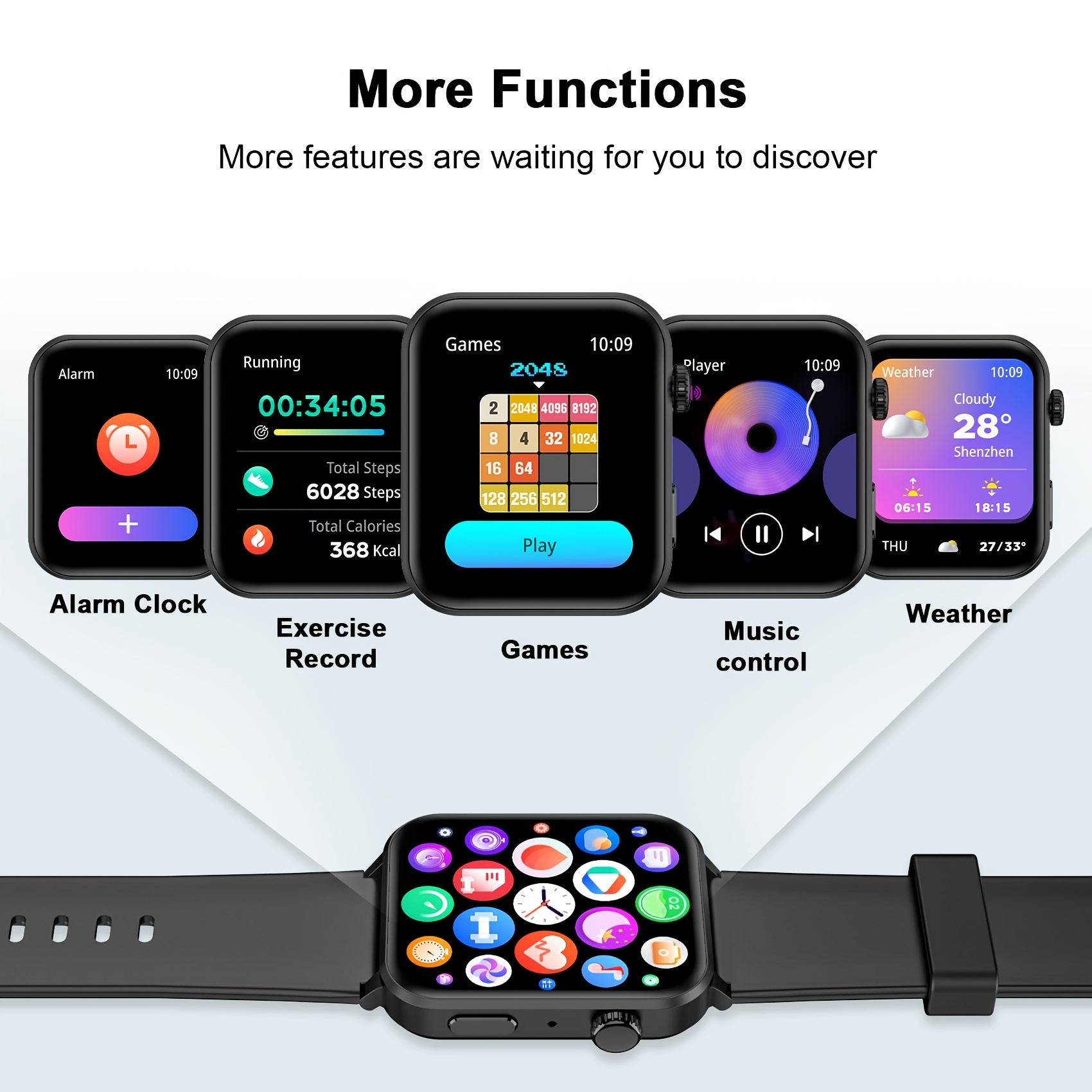Montre Connectée Blackview R30Pro avec Appels Sans Fil (Répondre/Passer des Appels) pour Hommes et Femmes, 100+ Modes Sport, Calories, Podomètre, Fond d'Écran Personnalisable, Cadeau de Noël ou Saint-Valentin