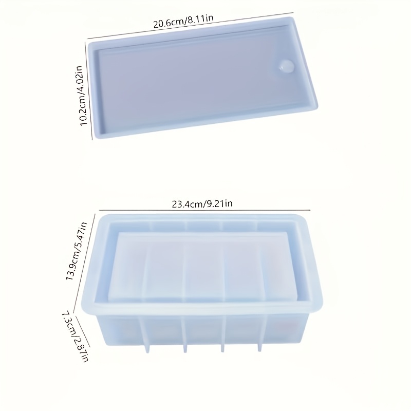 TEMU Juego de 2 moldes de silicona de resina - Moldes rectangulares para cajas de almacenamiento, adecuados para manualidades de resina epoxi, cajas