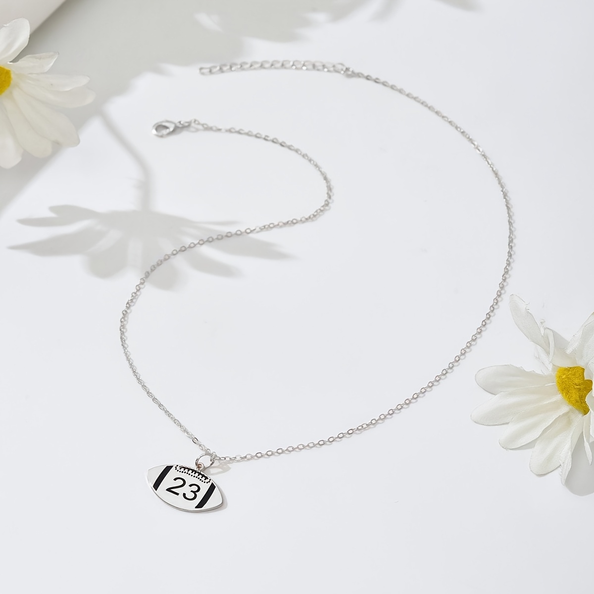 Women's Football Pendant Necklace, Custom Number, Casual Style