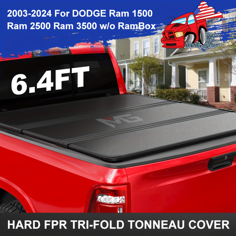 

Hard Tonneau Cover Fits 2003-2024 For 1500 2500 3500 With 6'4" (76.3in) Truck Bed W/o | On Top |