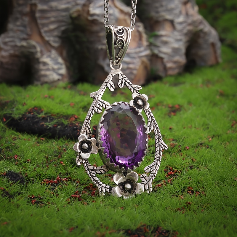 

1pc Drop Purple Pendant Necklace For Women Jewelry