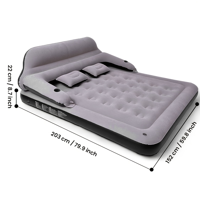 TEMU Double Bed Automatic Inflatable Mattress With Backrest Pillow With Inflatable Pump Portable Air Cushion Outdoor Camping Home Inflatable Mattress Bed