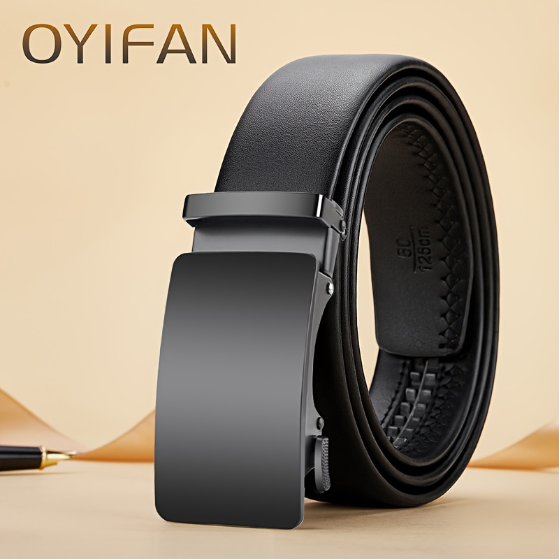 Men'S Automatic Buckle Belt Made from Second-Layer Cowhide, Stylish And Casual Leather Belt Ideal for Everyday Use, Perfect for a Gentleman'S Relaxed Attire