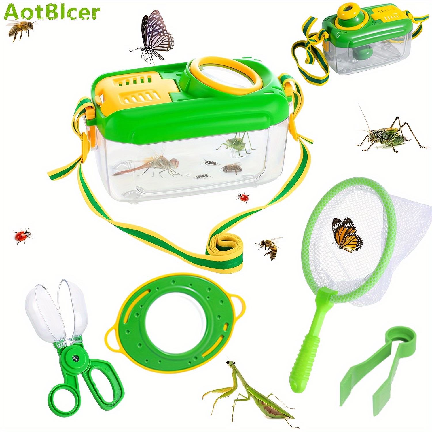 

Aotblcer Kids Nature Exploration Kit – 5 Piece Durable Insect Catching Set With Habitat, , Tweezers – Educational Outdoor Adventure Toy For Boys & Girls Aged 3-6 Years Old