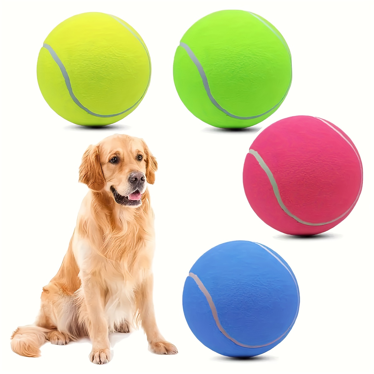 

4 Pack 9.5" Oversize Tennis Ball Dog Tennis Ball Large Pet Chew Toy For Outdoor/ Dog Ball Gift With Needle