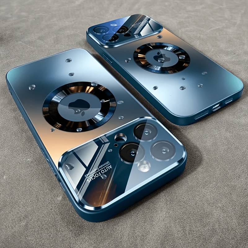 TEMU Phone Case - Luxury Glass Window Magnetic Wireless Charging Phone Case, Compatible For Iphone 17 Pro Max/17/11/12/13/14/15/16 Pro ,
