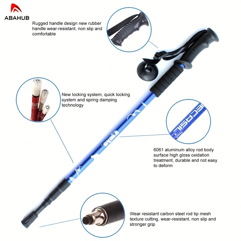 3-Section Trekking Poles with Straight Handle for Hiking and Camping