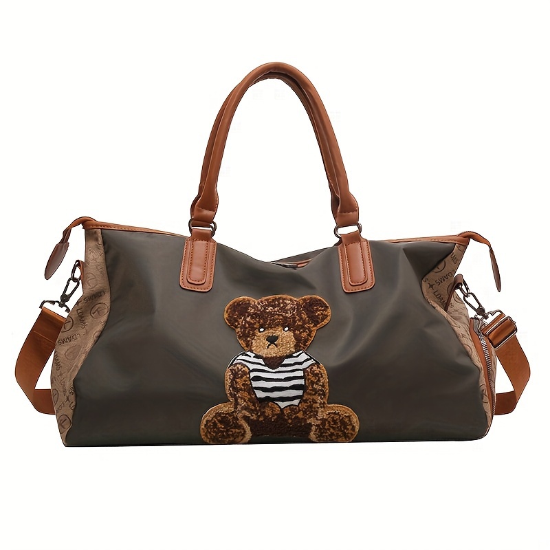 E-shop Reisetasche mit Bären- und Katzenmuster, große Kapazität - strapazierfähiges Oxford-Gewebe, handwaschbar, ideal für Studenten, Fitness, Yoga und