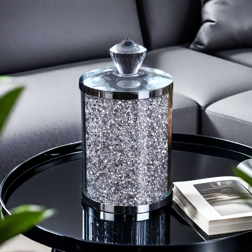 1pc Glass Storage Jar, Bathroom Supplies Storage Container, Multifunctional Decorative Canister, Home Decor, Bathroom Accessories