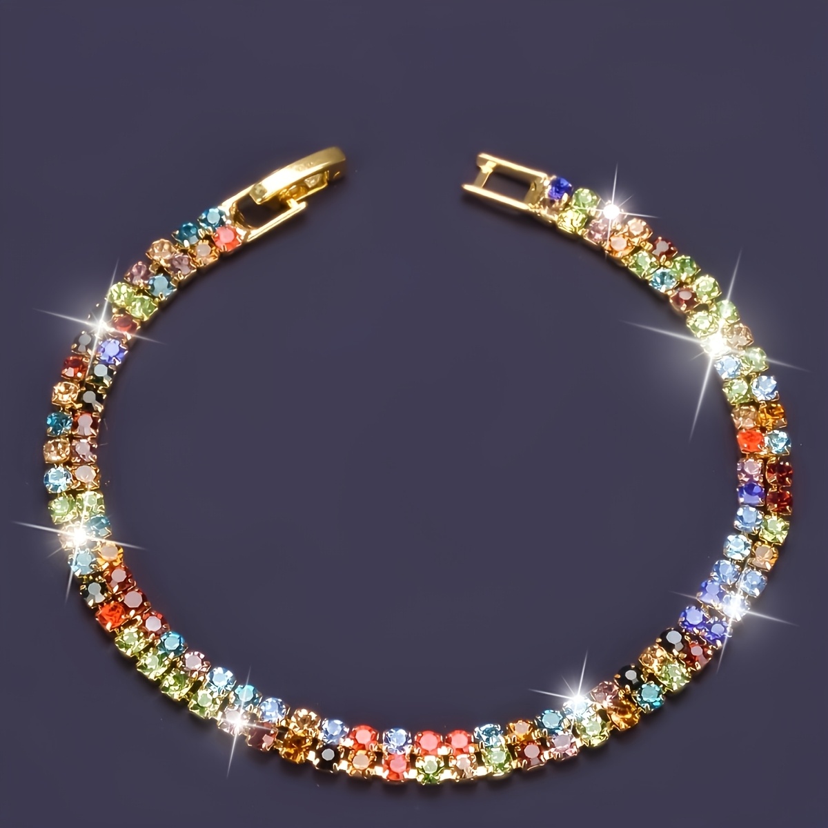 New Colorful 2 Row Colorful Fine Bracelet For Women Accessories Women's Jewelry Valentine's Day Christmas Gift For