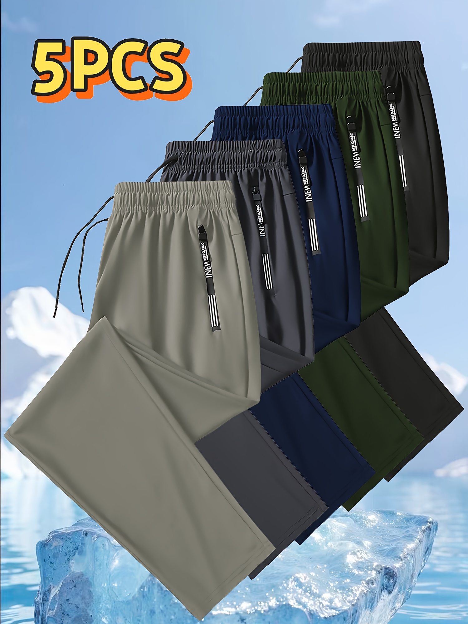 5pcs   mens summer sports pants high stretch fiber polyamide 80 spandex 20 solid color fabric regular fit with pockets breathable comfortable running training long trousers