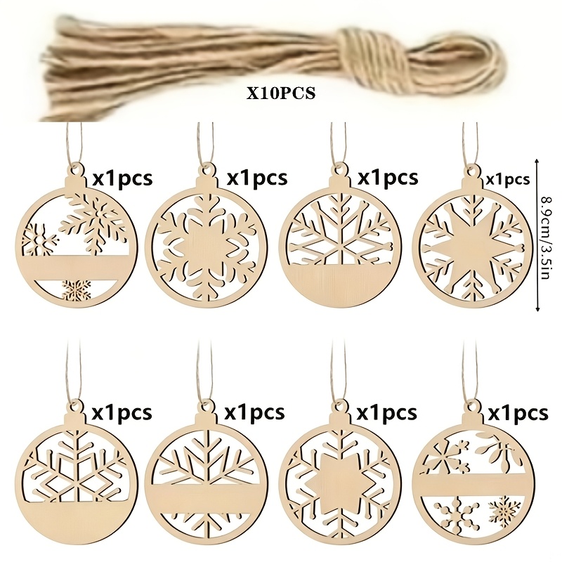 TEMU 18 pezzi di decorazioni in legno assortite a tema natalizio, 8 tipi di ornamenti a forma di a di - Adatti per matrimoni, etichette regalo, feste