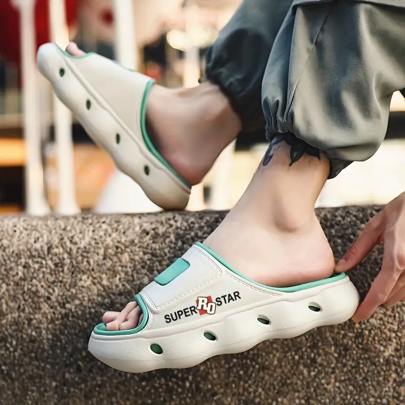 womens print eva slide sandals high quality slip resistant soft sole open toe beach slippers for outdoor use light beige with teal accents indoor slippers opentoe sandals lightweight sandals Product details 0