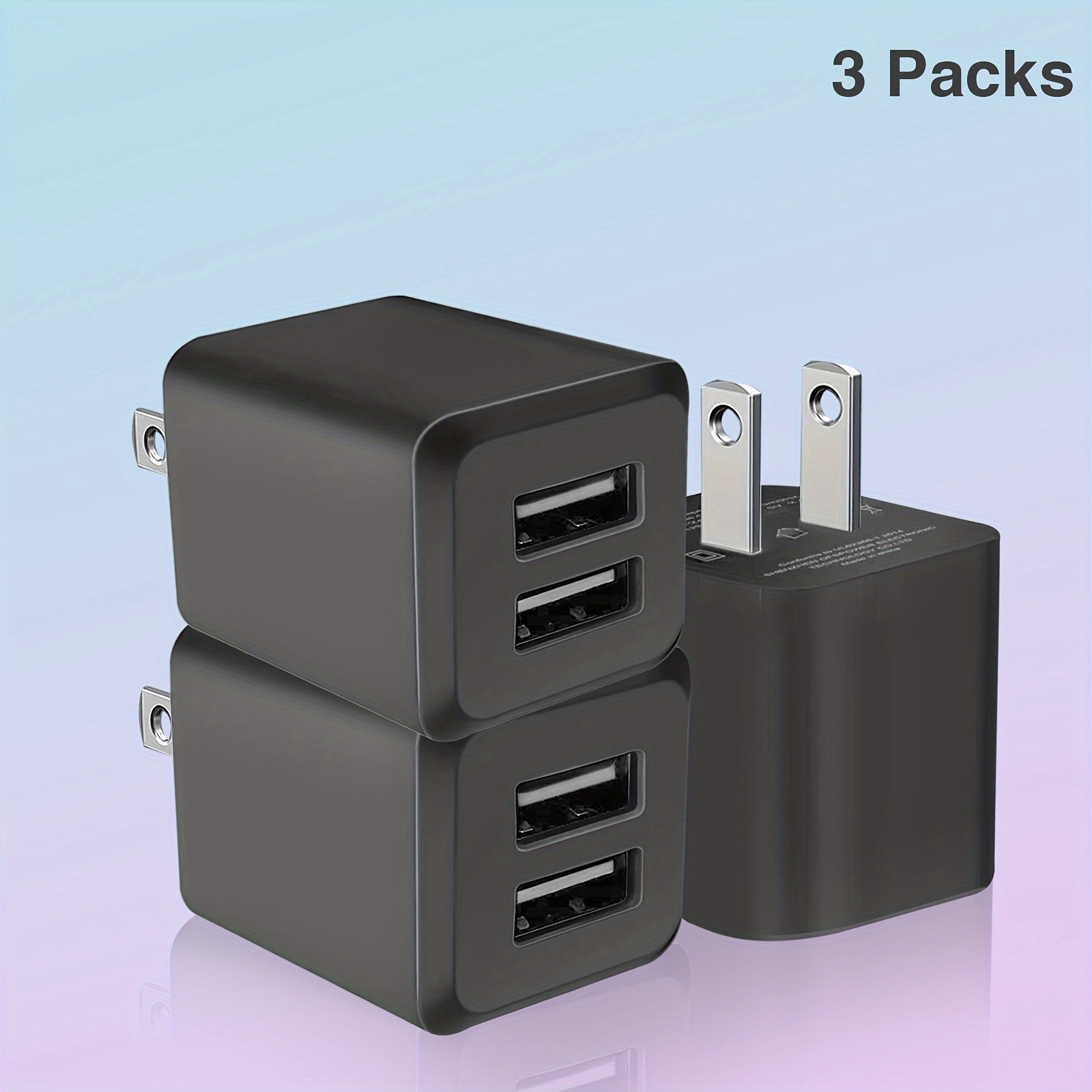 

3pcs Usb Wall Charger, Charger Adapter, Dual Port Quick Charger Plug Cube For 14 13 12 11 Pro Max10 Se X Xs 8 Plus For Galaxy S22 S21 S20 Power Block Fast Charging Box Brick