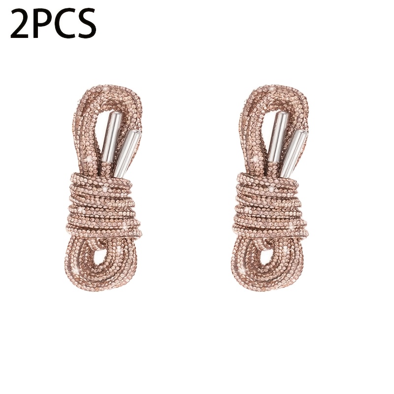 TEMU Lacets à strass 2 pièces - Lacets à paillettes avec anneau en métal robuste pour baskets, bottes, pantalons de survêtement, sweats à capuche -