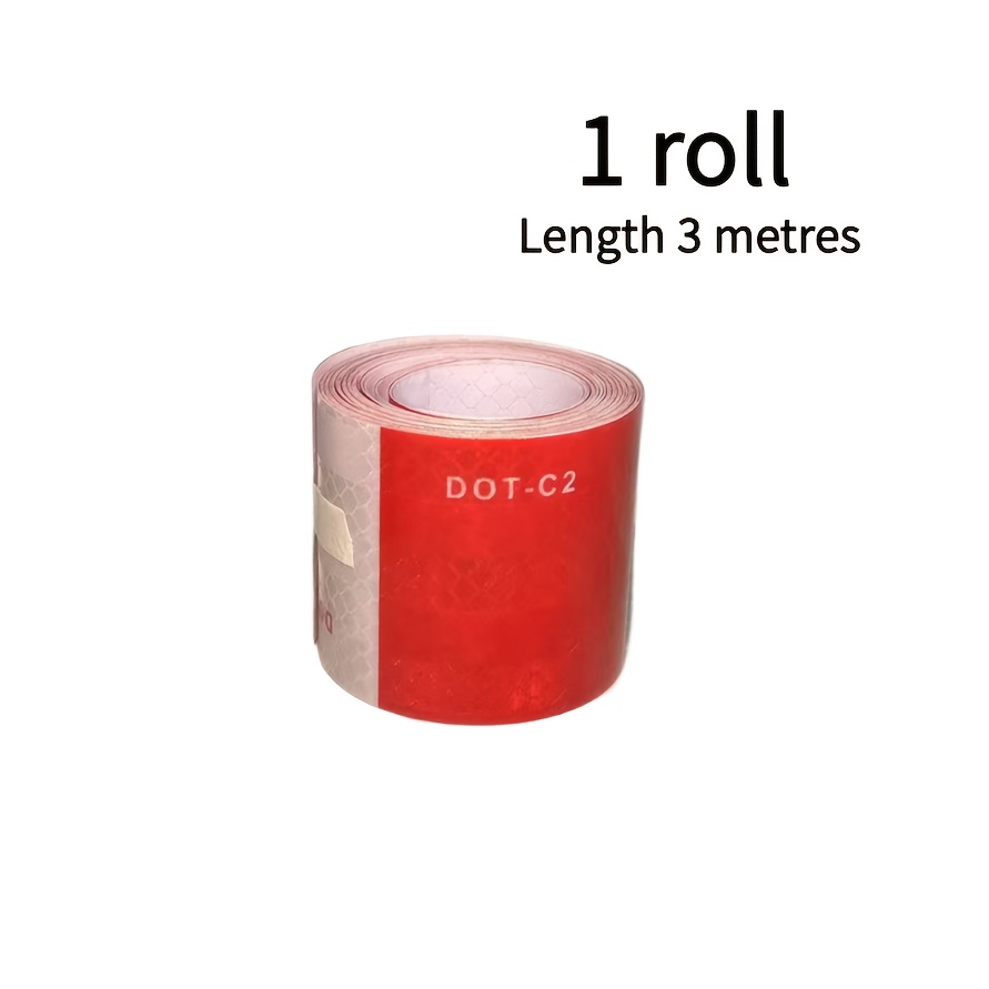 TEMU Dot-c2 High Visibility Reflective Safety Tape - Adhesive Warning Strip - Universal For All Types Of Vehicles - Red And White Reflective Material