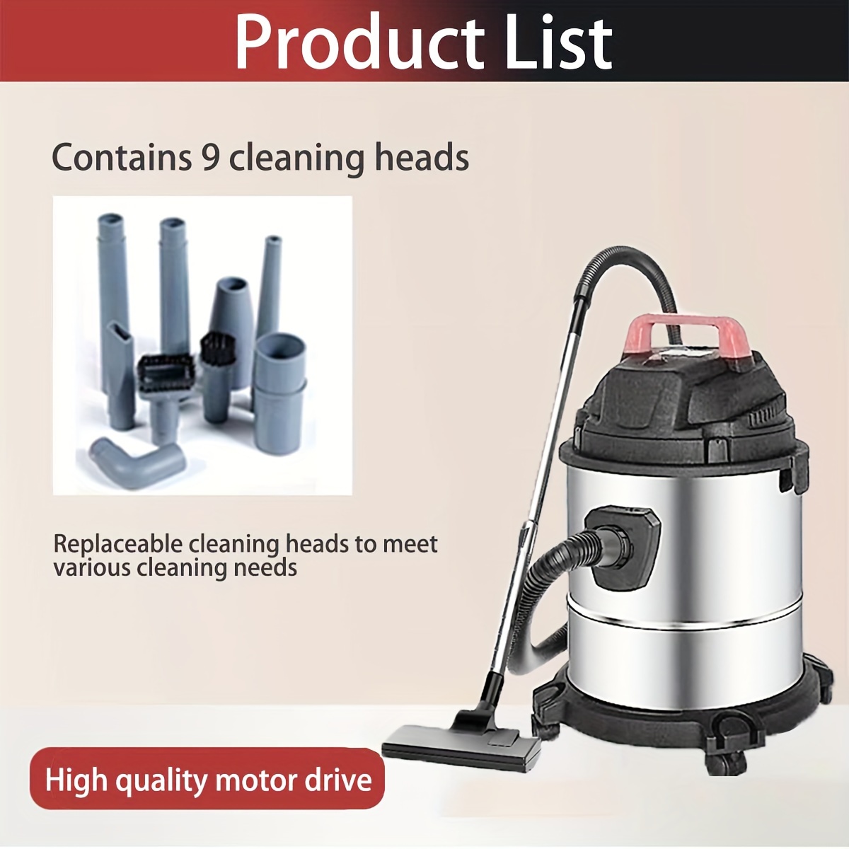 

18l Dry-wet- - Metal Household Suction Super- Suction And Household Portable Filtration Multifunctional 9- Set