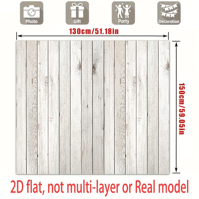 White Wood Plank Floor Mat Photography Backdrop for Newborn Shoots
