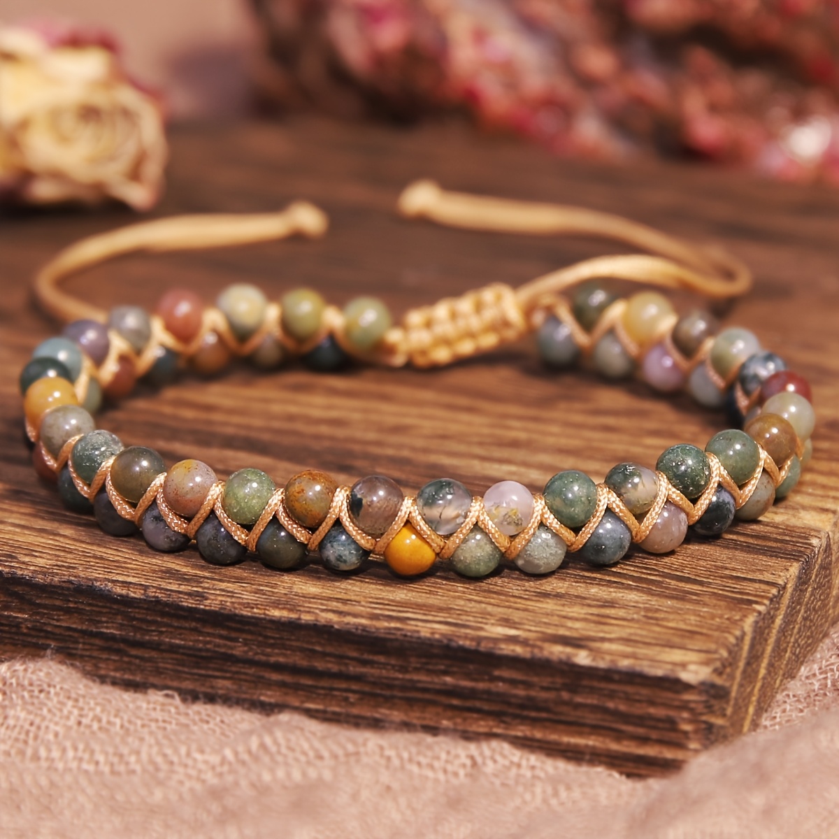 E-shop Mehrfarbiges indisches -Armband | Natürlicher Boho-Schmuck | Belebender & Natur Liebe | Perfektes Geschenk für Freunde & Familie