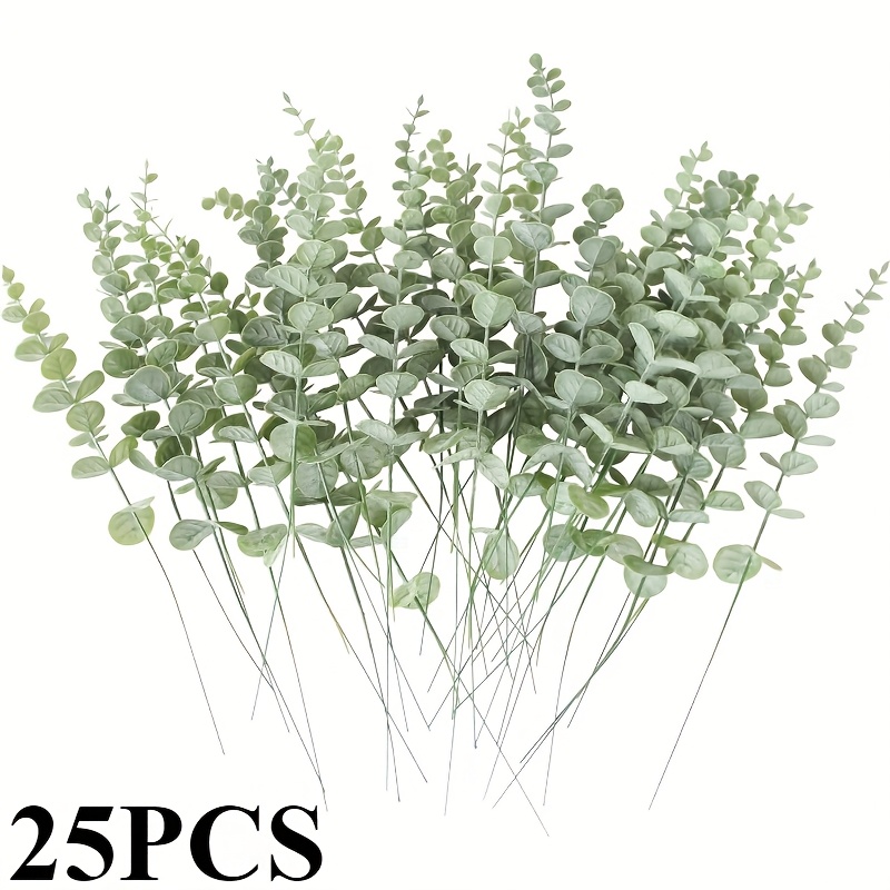 Image of 25pcs Eucalyptus Stems Artificial Flower For Home Decor Eucalyptus Leaves Stems Artificial Fake Flowers For Home Office Flowers Bouquet Centerpiece Wedding Decoration Christmas Decor