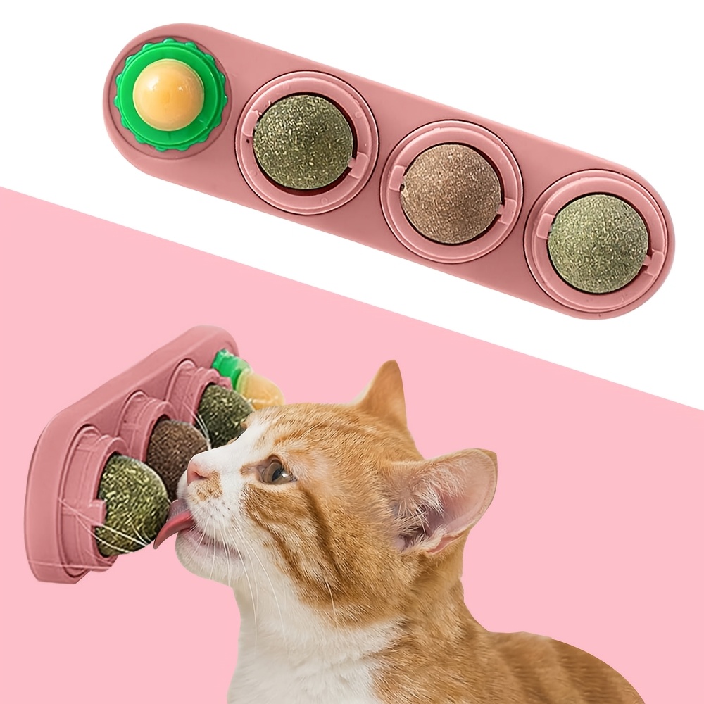 TEMU Pet Toys Balls 4pcs, Extra Cat , Consumable Kitten Toys For Cats Lick, Healthy Kitty Teeth Cleaning Dental Chew Toys, Cat Wall Treats