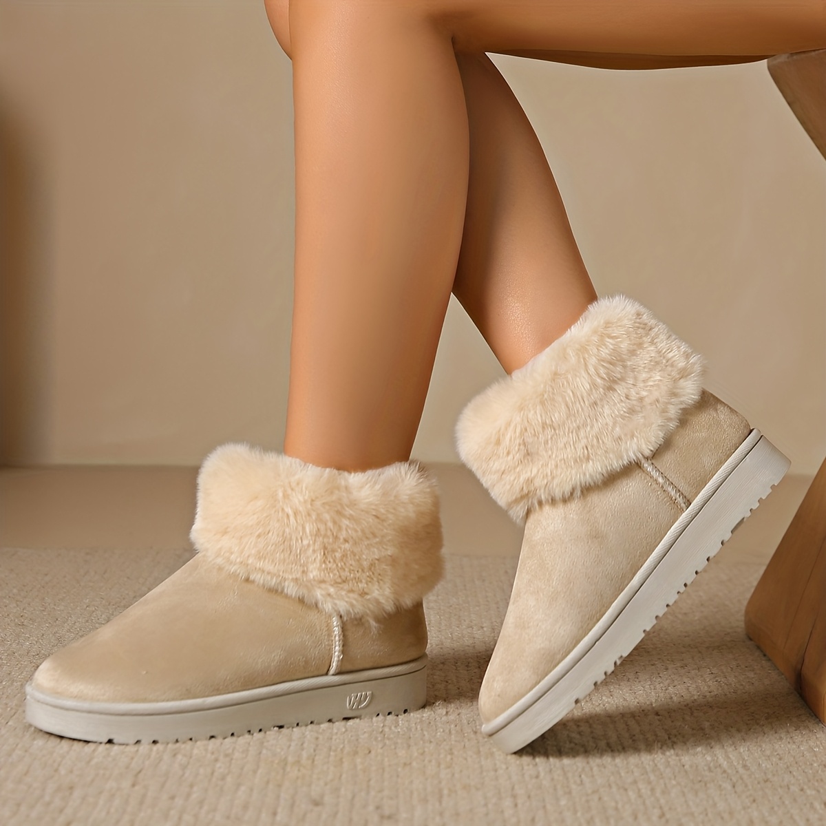 TEMU Women's Snow Boots, New Style For Winter 2025, Shoes With Plush Lining, Flat, Non-slip, And Warm Ankle Boots
