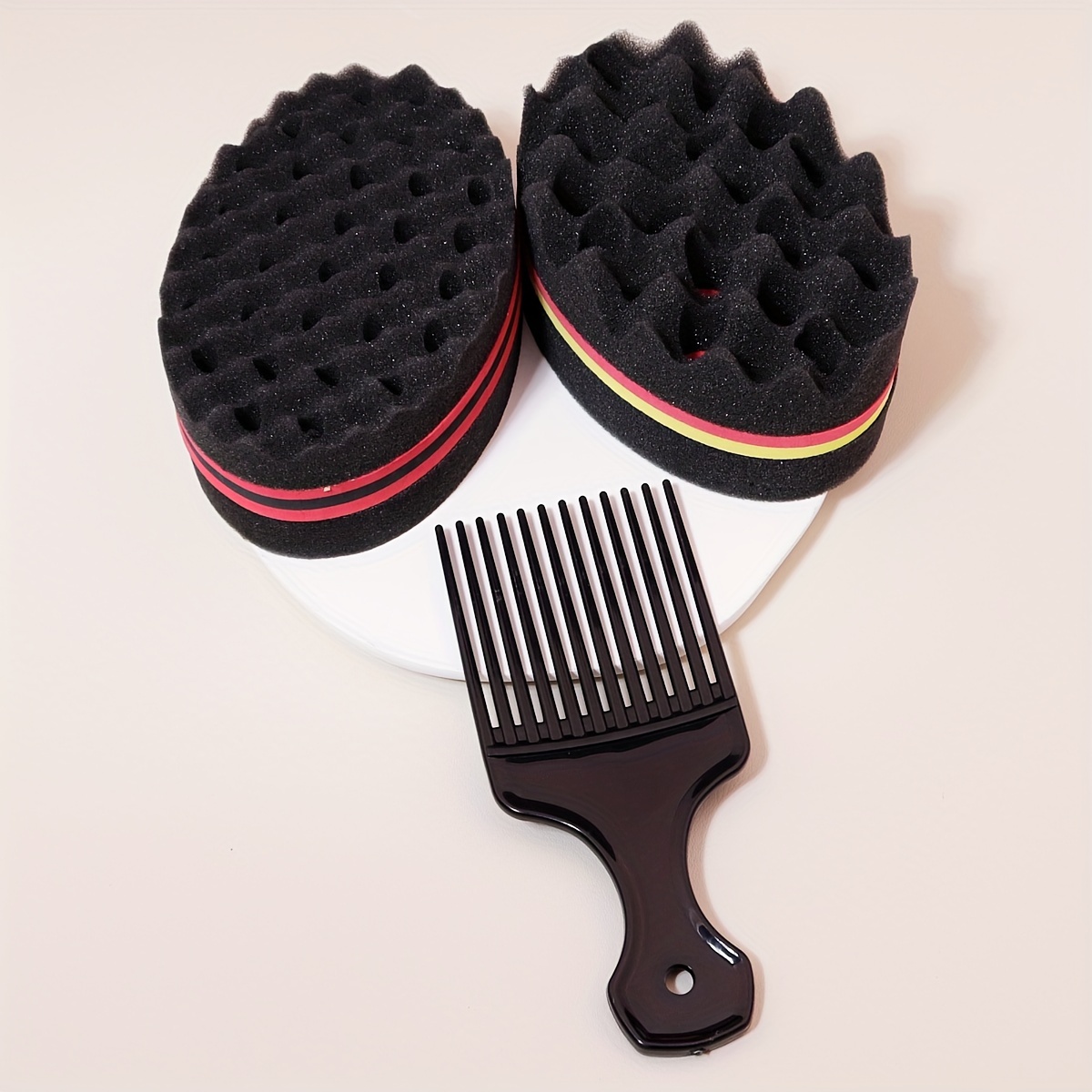 TEMU 2pcs Hair Styling Set: Soft Nylon Bristle Brush & Pick Comb For All Hair Types - Durable Abs Plastic Handle, Ideal For Blowouts & Texturizing