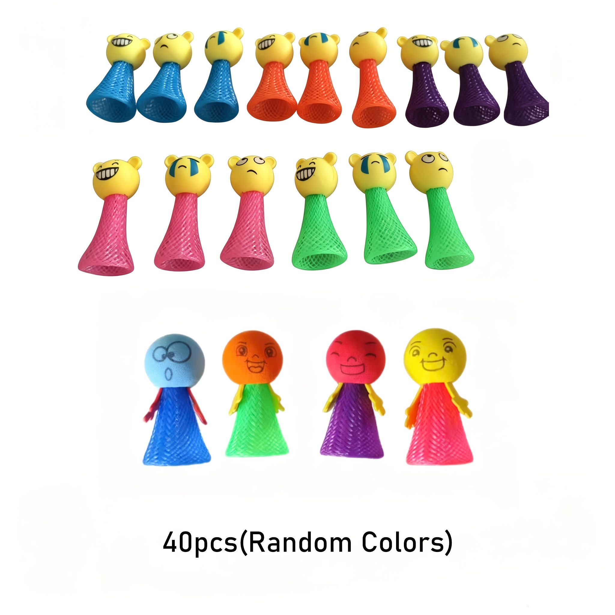 TEMU Lot de 40 pièces de poupées jouets amusantes et rebondissantes mélangées de 2 styles, bibelots de bureau amusants, cadeaux de fête pour enfants,
