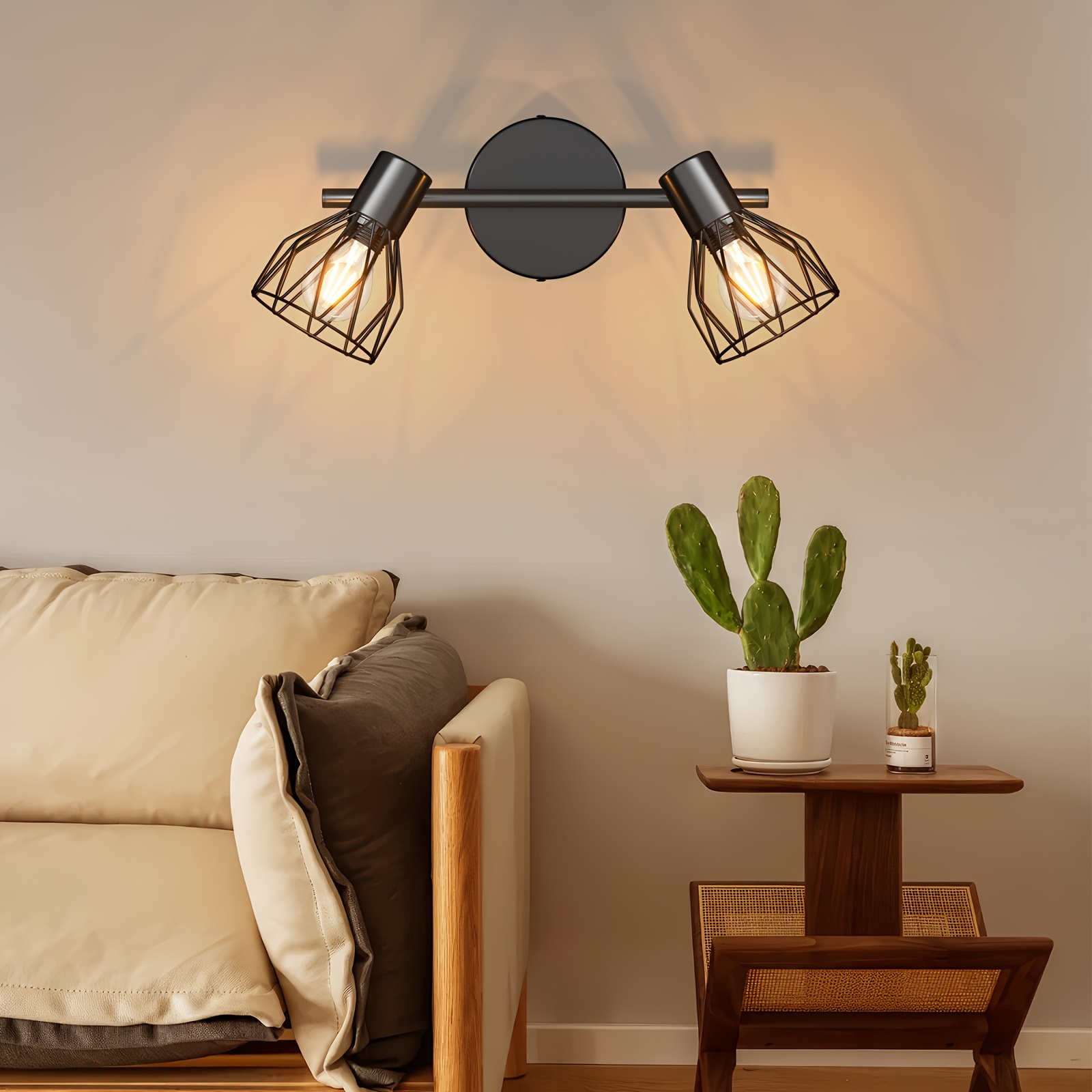Kimjo Wall Light Indoor Vintage Wall Lamp White - Ceiling Spotlight 2 Bulbs E14 -adjustable Wall Lights Living Room Kitchen Lamp White Spotlight Lights & Living Room Lamp, Without Bulb