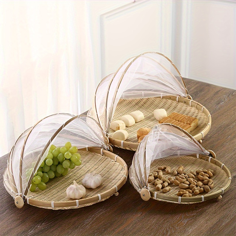 

1pc Woven Basket, Insect Proof, Drying Bamboo Basket, Farmer Dustpan, Storage With Mesh Basket