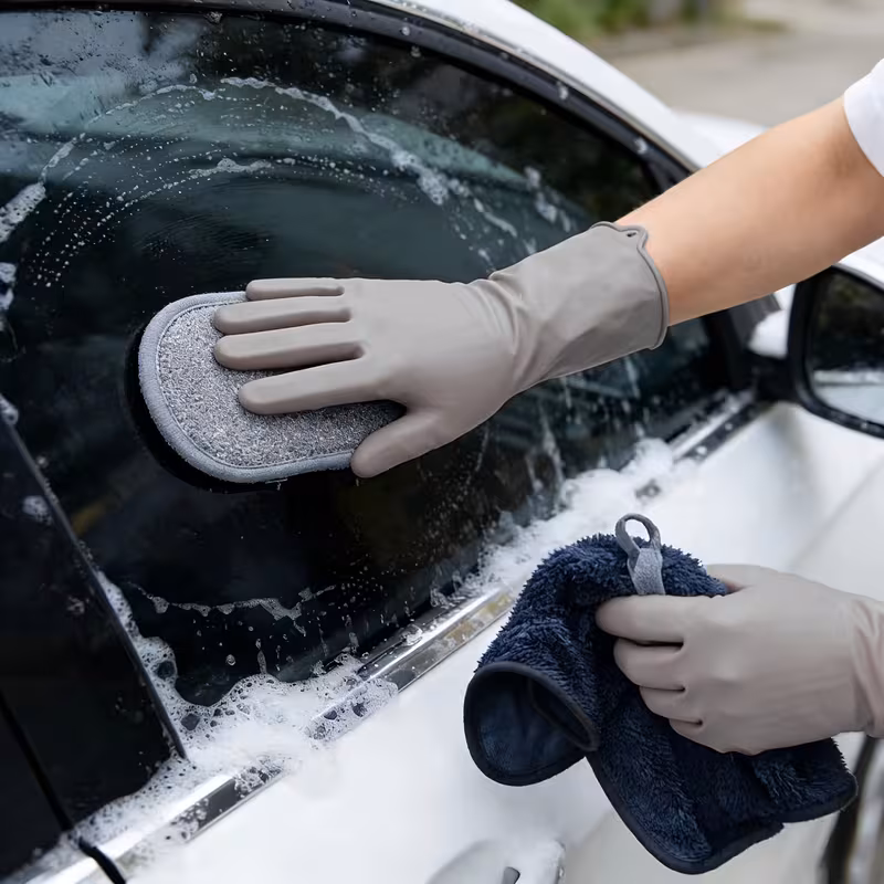 car cleaning kit silicone gloves double sided microfiber sponge and car wash towels car deep cleaning tableware tabletop bathroom etc car cleaning car repair car supplies excluding liquids Product details 0