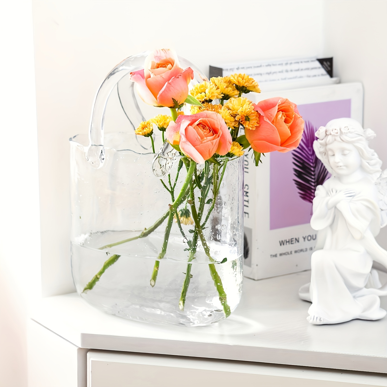 1pc creative handbag handbag glass bottle multi purpose glass fish tank transparent hydroponic box dining table office desktop decoration vase holiday gift for girlfriend and mother non electric Product details 3