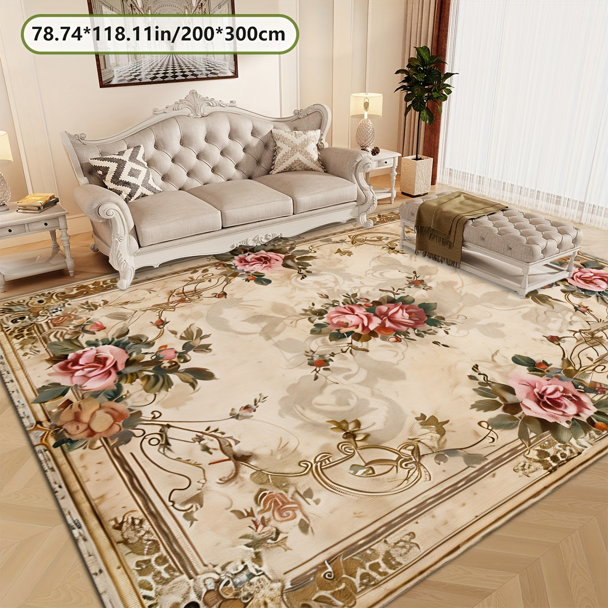 TEMU An Elegant And Luxurious Carpet Featuring Ancient Ethnic Patterns, Suitable For Decor Styles. Ideal For Living Room Carpets, Sofa Cushions,