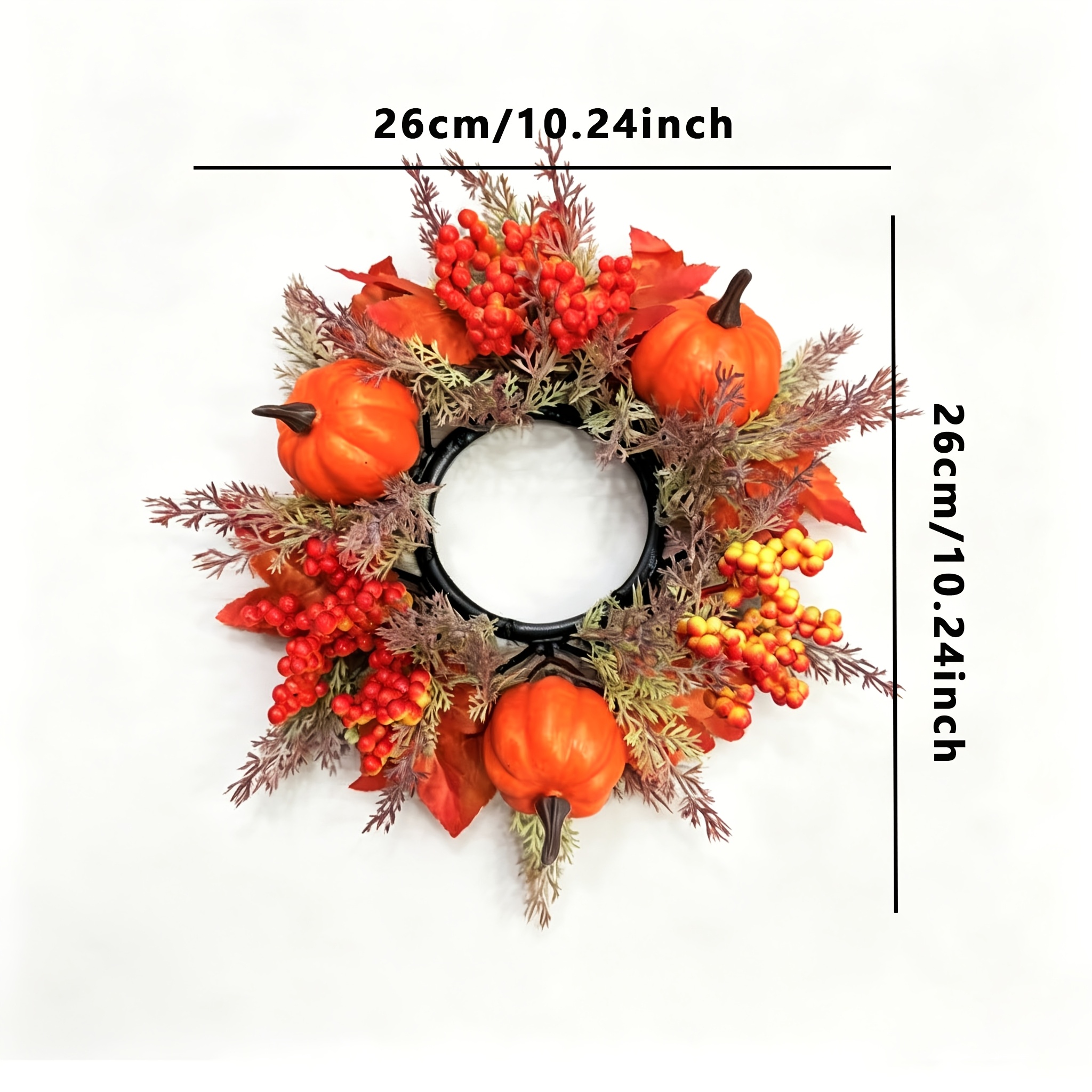 TEMU Thanksgiving Pumpkin Candle Holder Aromatherapy Maple Leaf Small Wreath, Suitable For Thanksgiving, , And Autumn Family Gathering Tabletop
