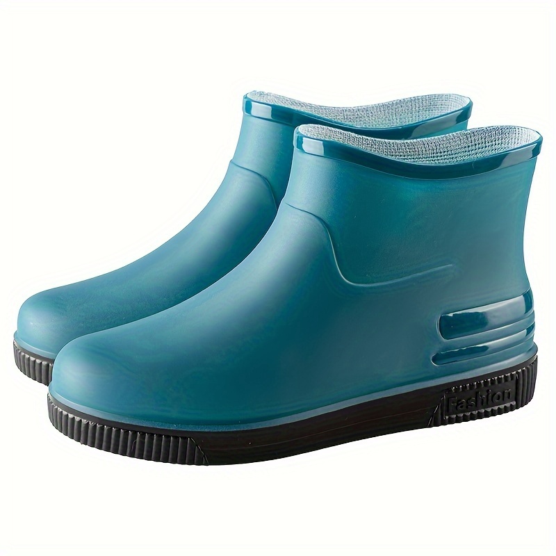 Women&#39;s High Quality Rain Boots - Slip-Resistant, Low-Top Design, Solid Color (Black &amp; Beige), PVC Material, Comfortable EVA/Fabric Insole, Perfect for Outdoor Use, High Quality Shoes